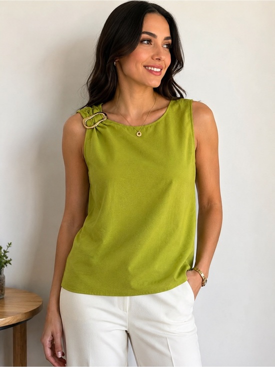 Nine West Tops - MSRP $69 Nine West Olive Green One-Shoulder Tank with Buckle